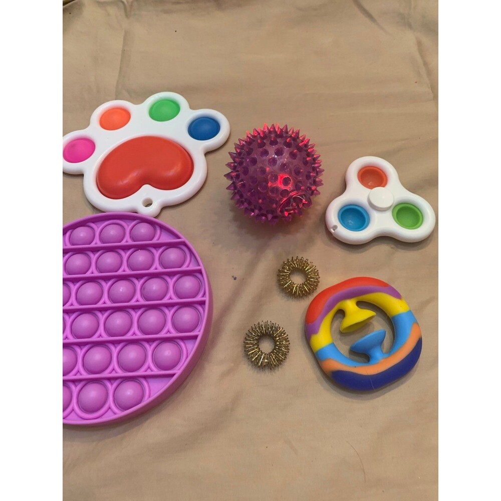 Fidget Toy Bundle – Pop‑Its, Spinner, Sensory Ball & Rings – Stress Relief Set